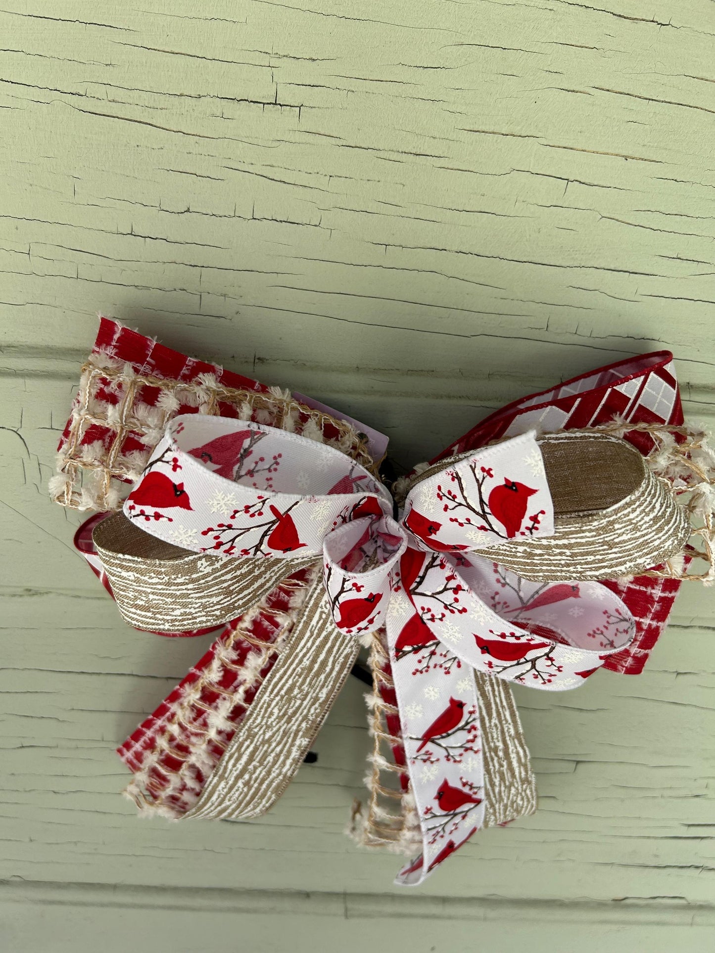Cardinal Bow, Red Bird Bow, Cardinal office decor, Winter bow for wreaths Bow for Christmas, Cardinal Wall decor, mantle decor, red bird