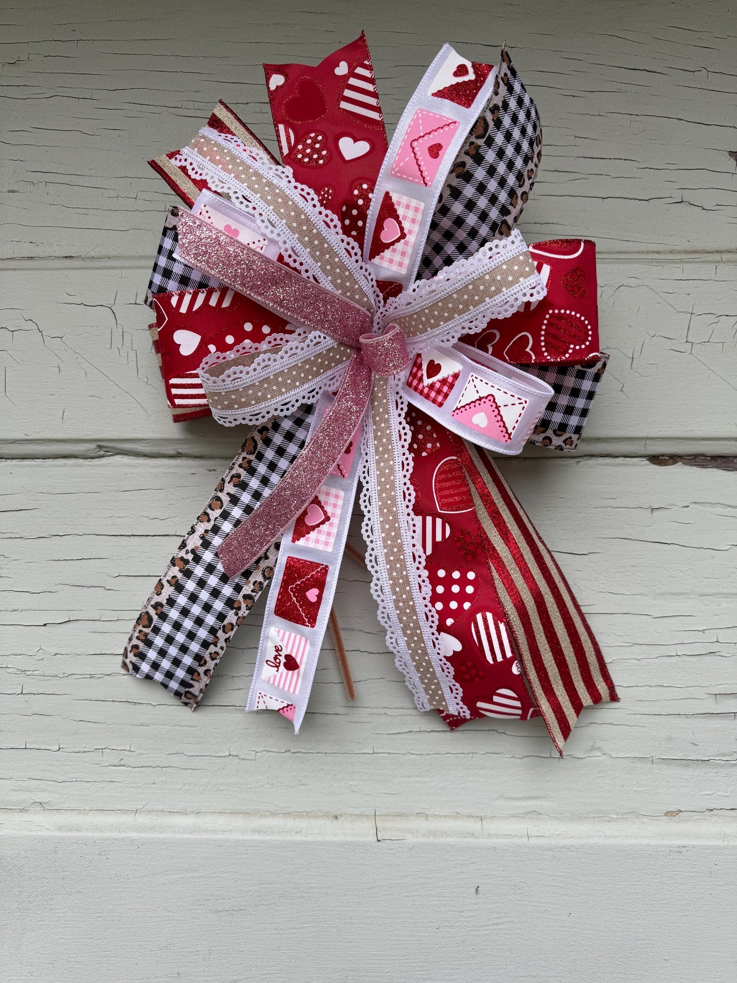 Valentine’s Day Bow, Lanter Bow, Wreath Bow, Anniversary Bow, Valentine’s Day Decor, Cheetah print and Buffalo Plaid Ribbon
