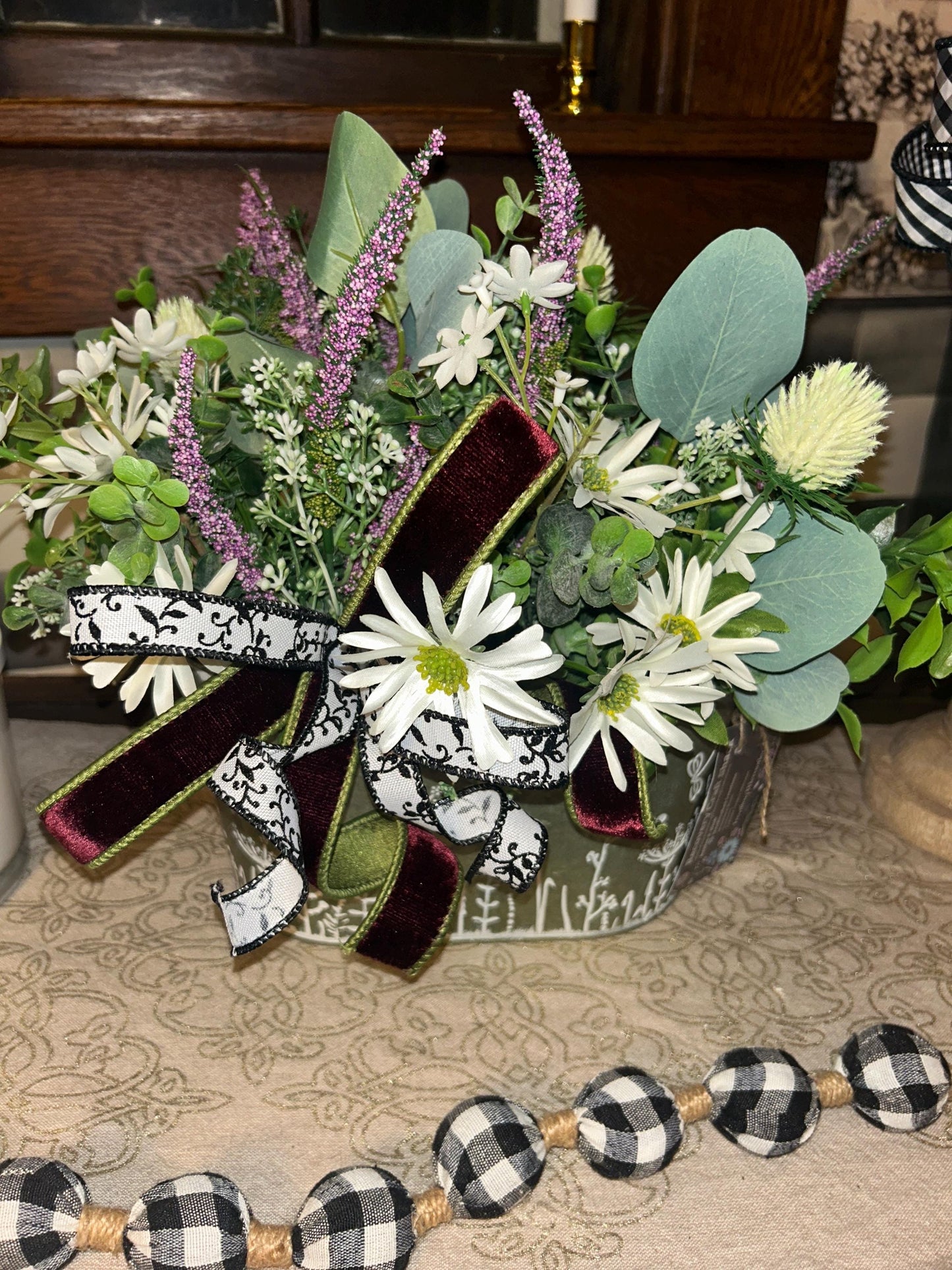Floral Centerpiece arrangement, Country Floral Arrangement, Decorative Planter for any room, Gift, Farmhouse Centerpiece, Table Decor