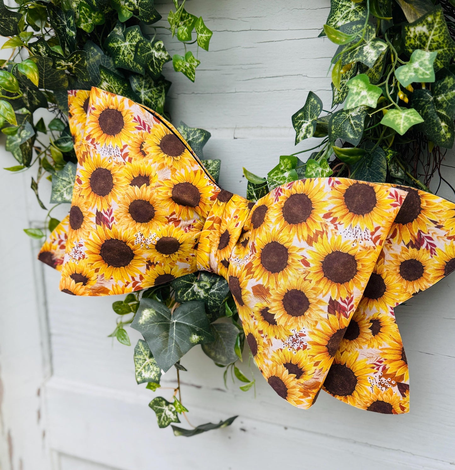 Boxwood Wreath Bow Greenery Wreath Bow XL Fall Bow XL Seasonal Bow Wired Wreath Bow Sunflower Bow for Home Decor Oversized Wreath Bow SALE