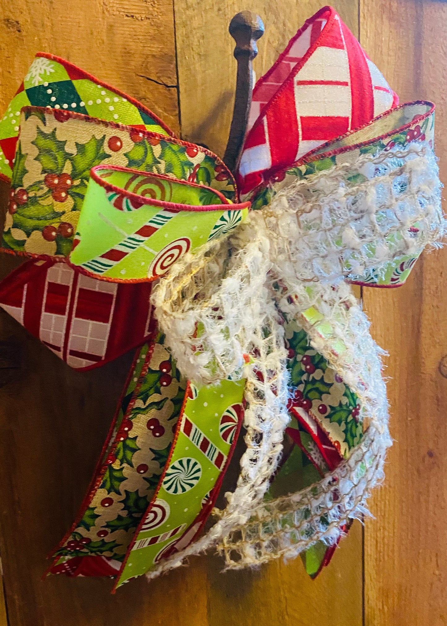 Christmas Bow, Winter Lantern Bow, Christmas Front Door Decor, Christmas Swag Bow, Christmas Gift Bow, Christmas Tree Bow, Mantel Decor, bow