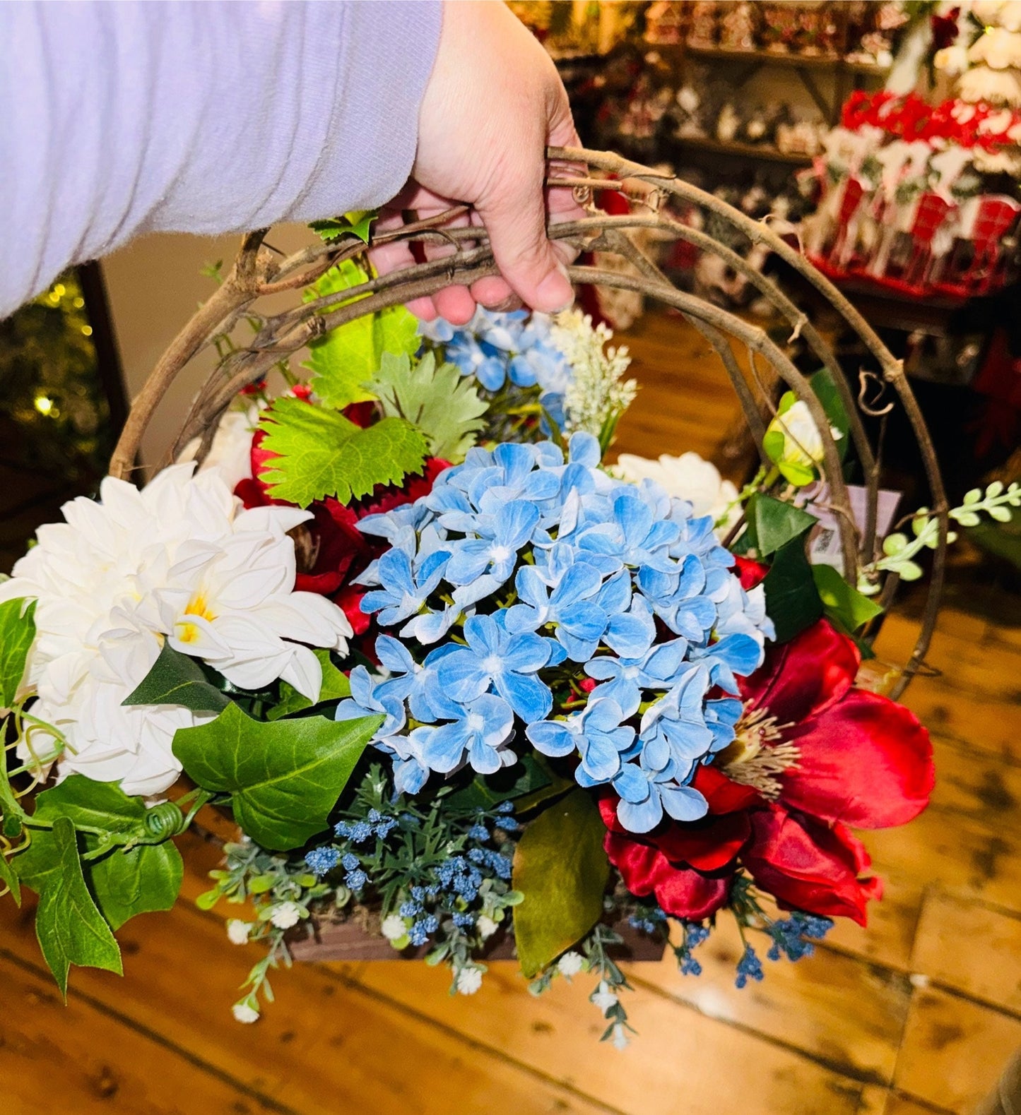 Floral Centerpiece Arrangement Americana Flower arrangement Fsrmhouse floral arrangement coffee table floral centerpiece kitchen table decor