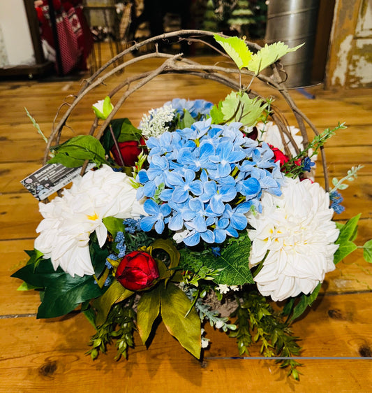 Floral Centerpiece Arrangement Americana Flower arrangement Fsrmhouse floral arrangement coffee table floral centerpiece kitchen table decor