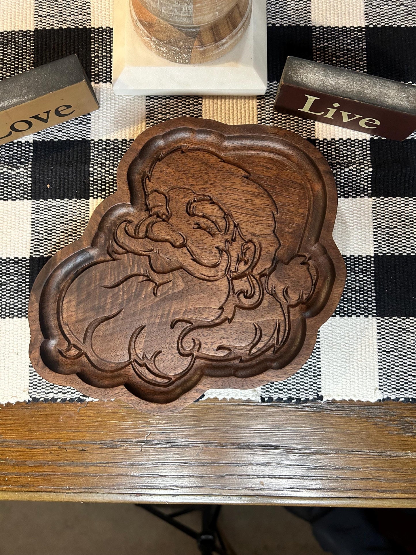 Santa clause walnut catch all tray