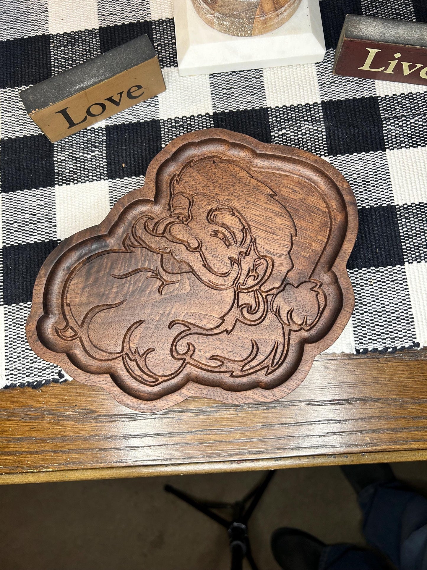 Santa clause walnut catch all tray