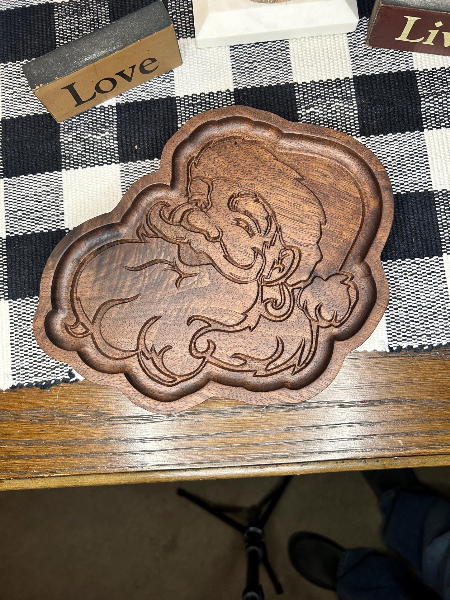 Santa clause walnut catch all tray