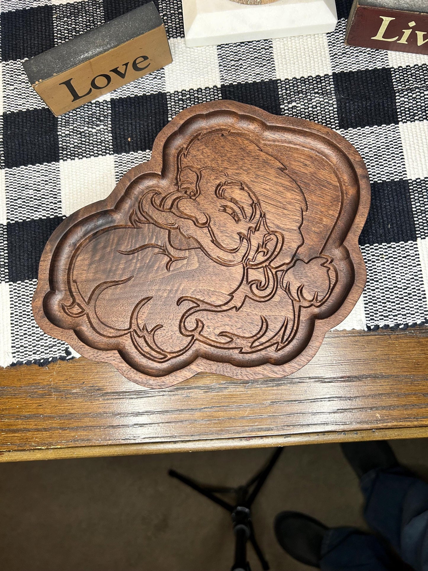 Santa clause walnut catch all tray