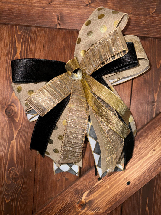 Elegant Gold Christmas Bow, Bow for Mantle, Lantern bow, Tree Bow, wall decor Bow