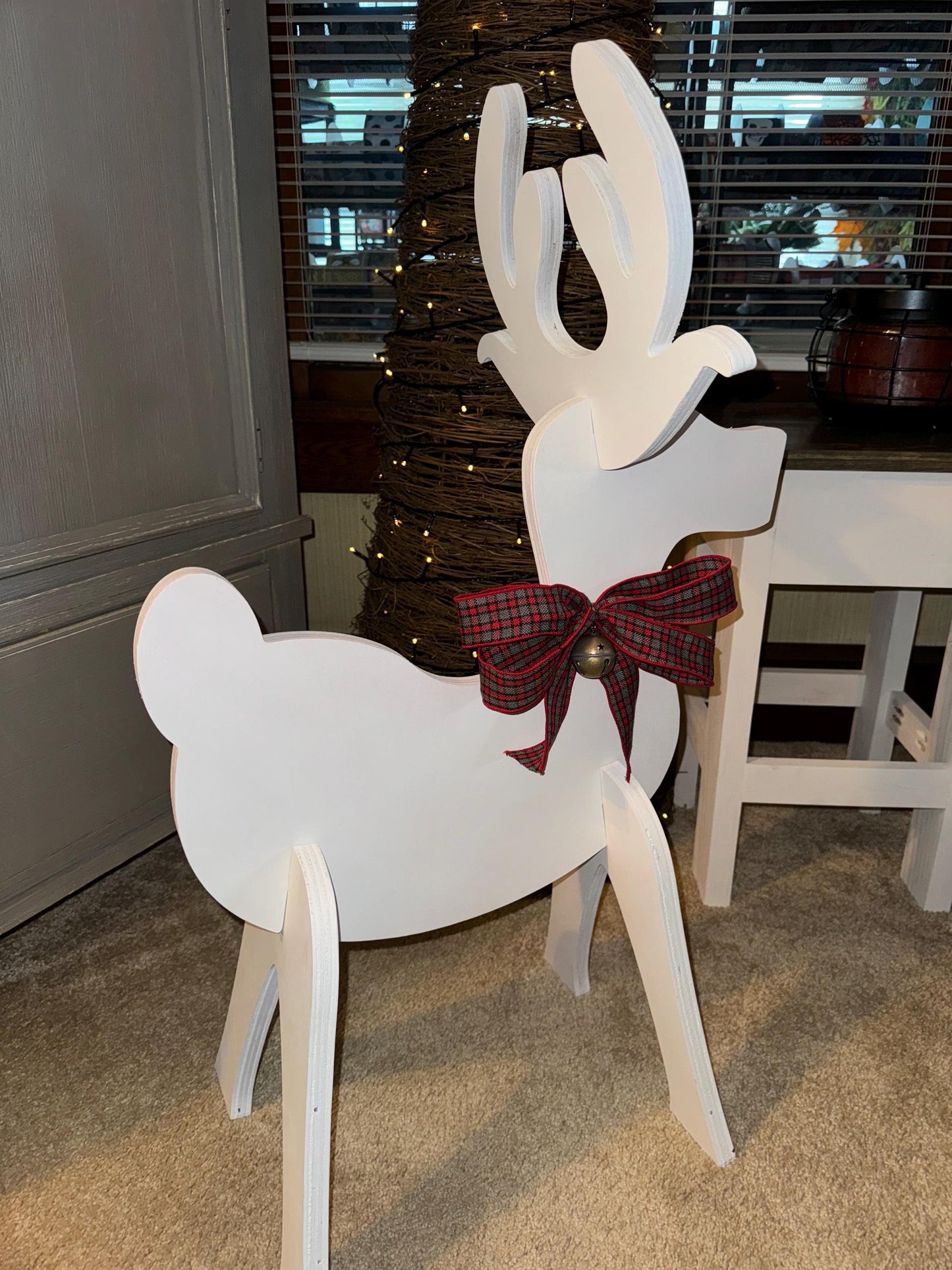 Wooden Reindeer, Large Farmhouse Reindeer, Christmas Reindeer, Christmas Tree Decor, Porch Decor, Outdoor Decor