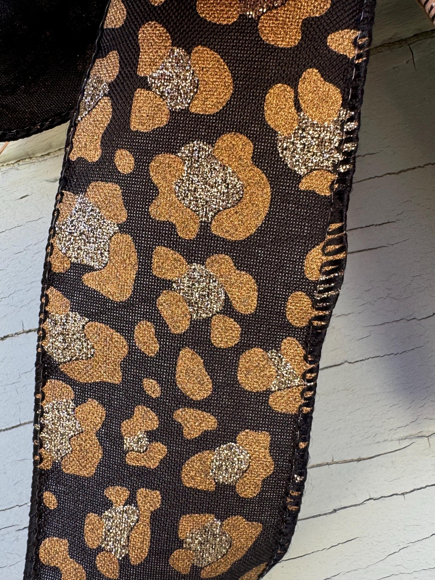 Leopard Print Christmas Bow - Rustic Glam Tree Topper - Burlap and Plaid Holiday Bow - Farmhouse Animal Print Wreath Bow -Fun Winter Bow