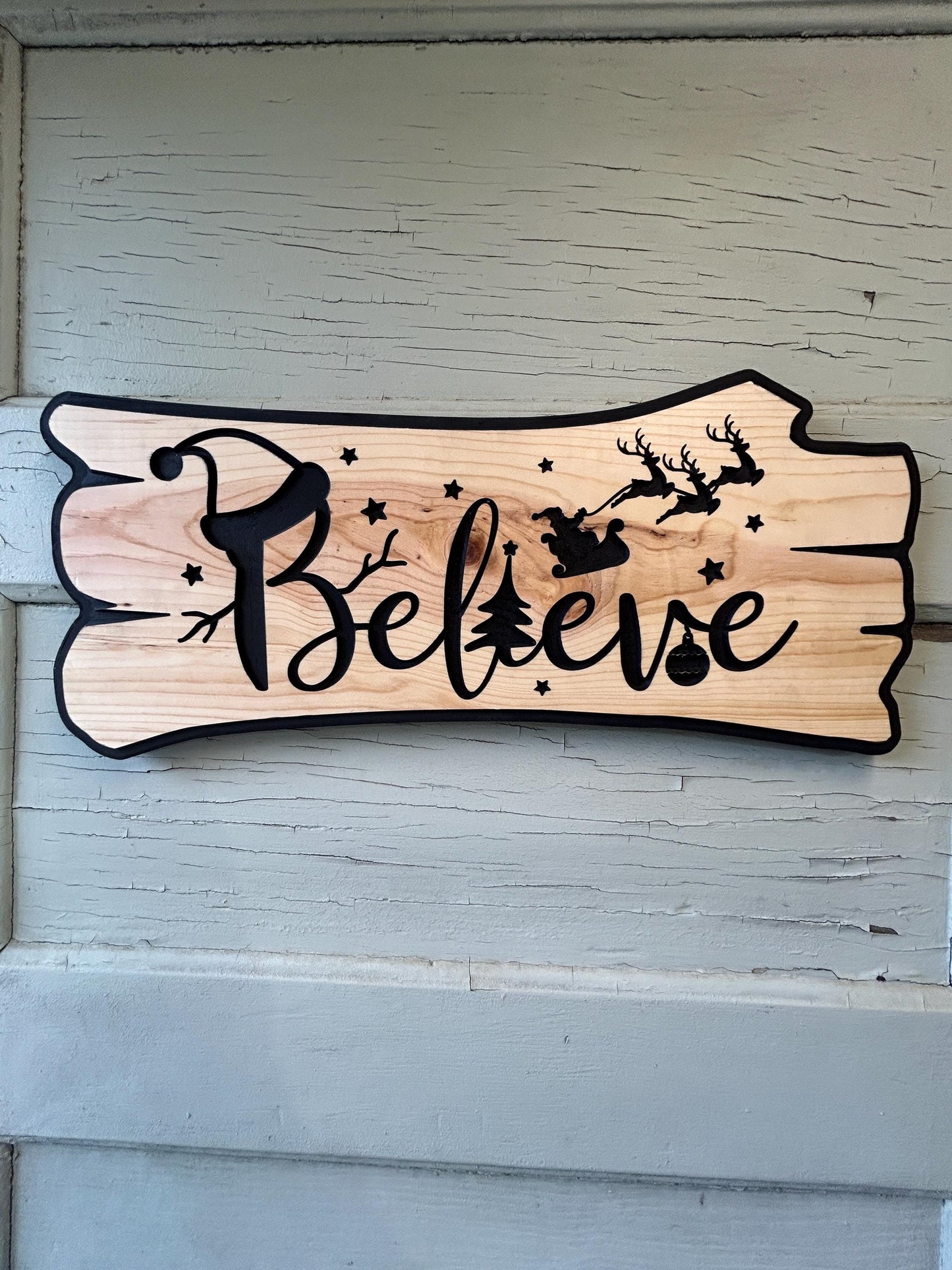believe Christmas sign rustic Christmas sign