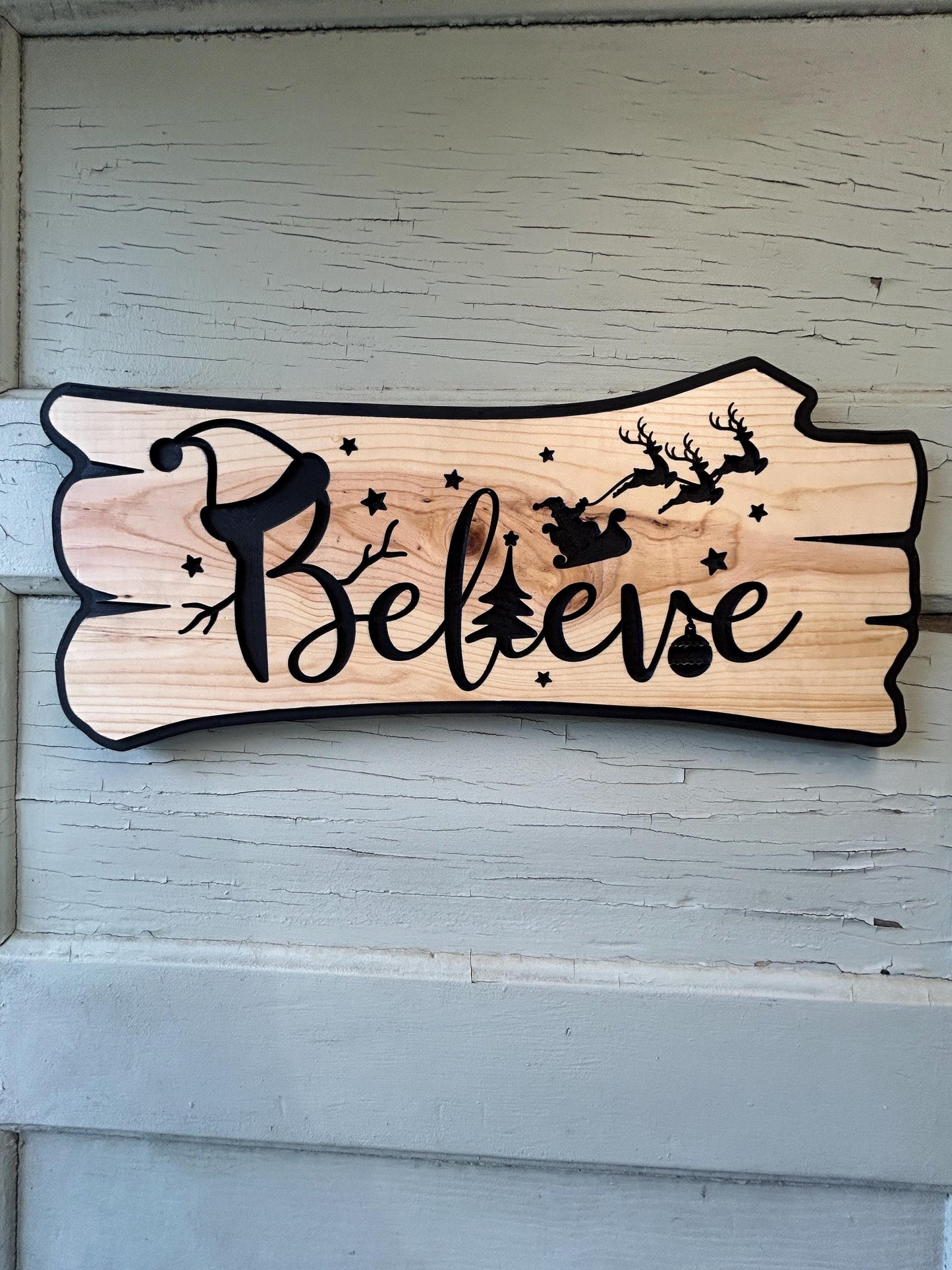 believe Christmas sign rustic Christmas sign