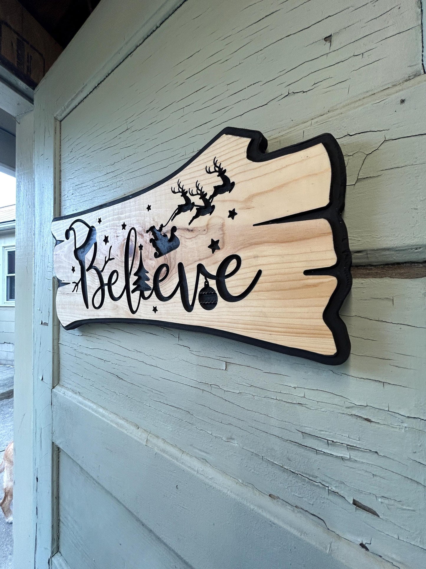 believe Christmas sign rustic Christmas sign