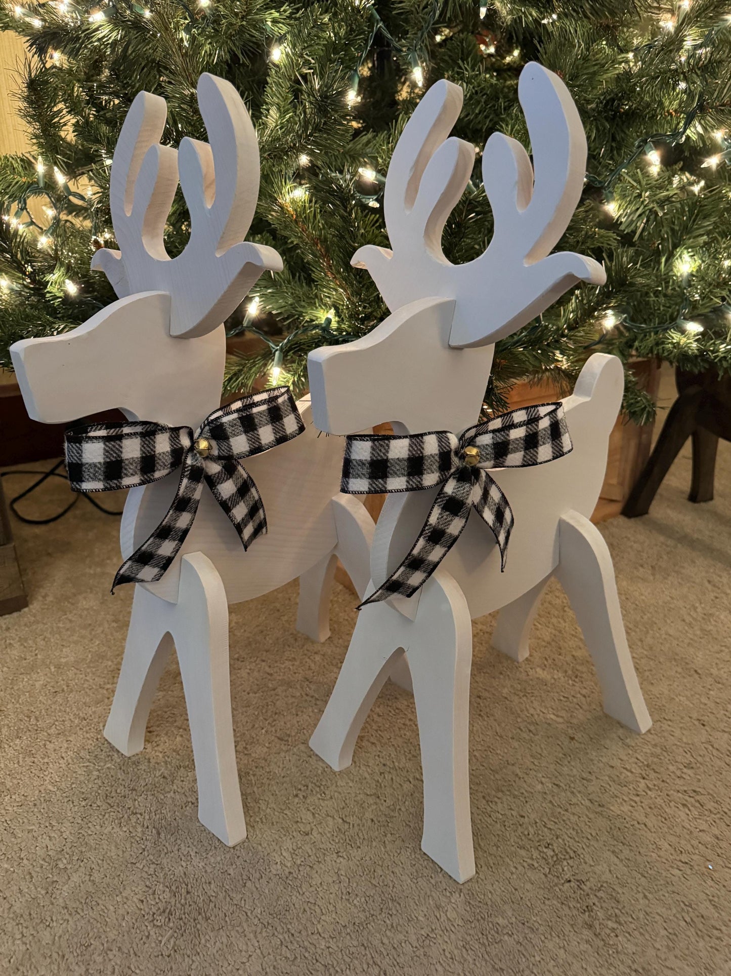 Set of two reindeer yard of porch display Holiday Deal Wooden Reindeer set of 2 Handmade poplar wood reindeer Rustic Reindeer