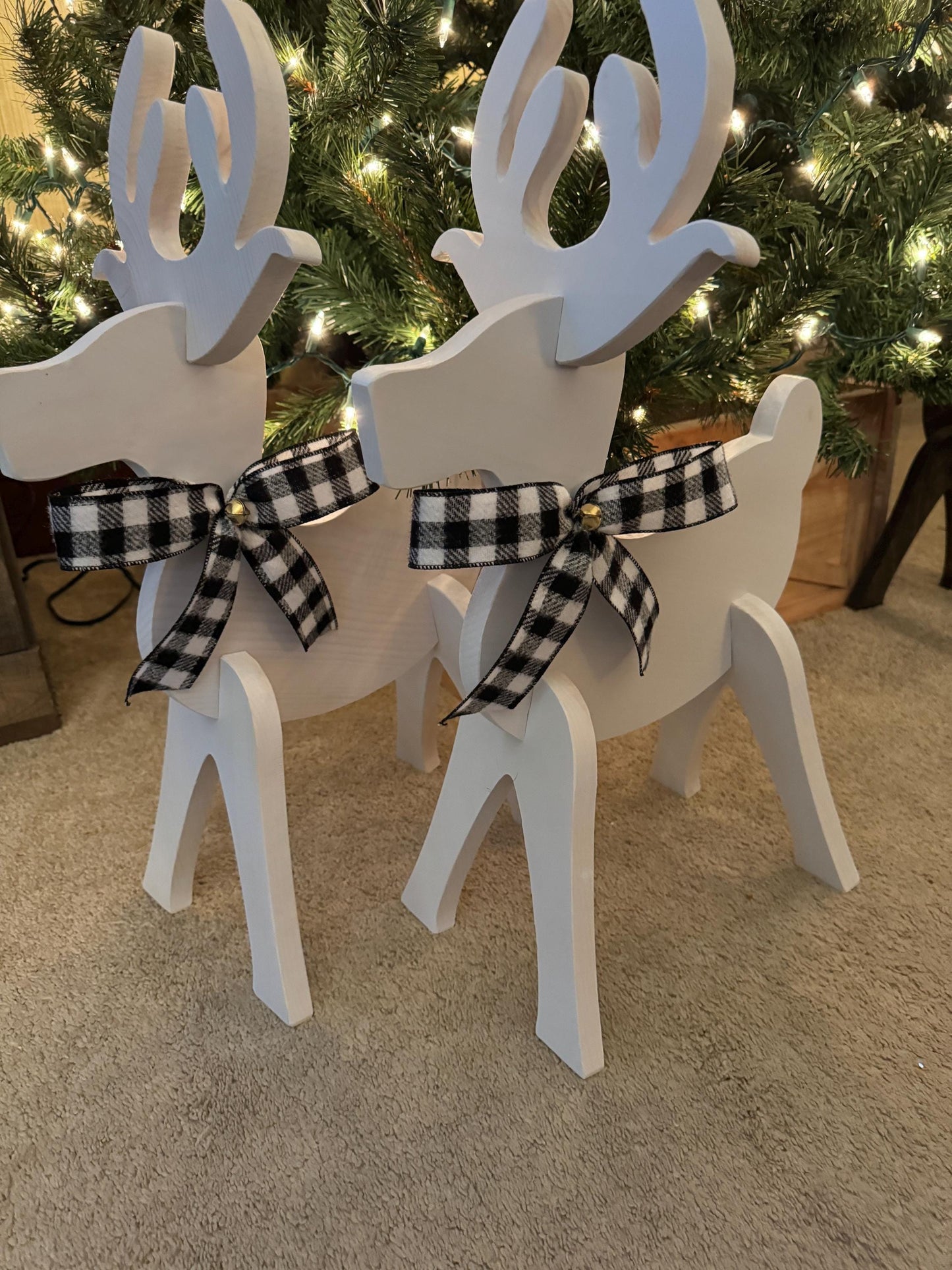 Set of two reindeer yard of porch display Holiday Deal Wooden Reindeer set of 2 Handmade poplar wood reindeer Rustic Reindeer