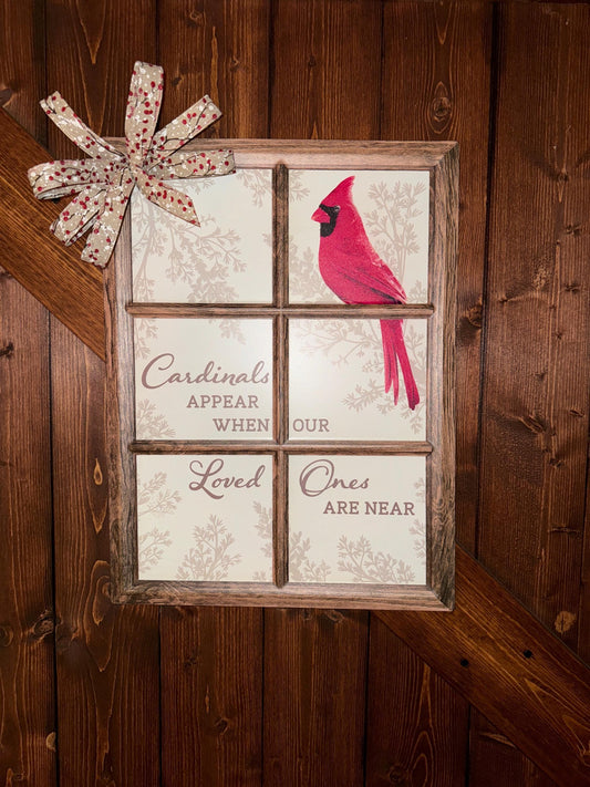 Cardinal Decor, Cardinal Metal door hanger, Cardinal wall decor, Cardinals appear when loved ones are near, Cardinal picture with bow, gift