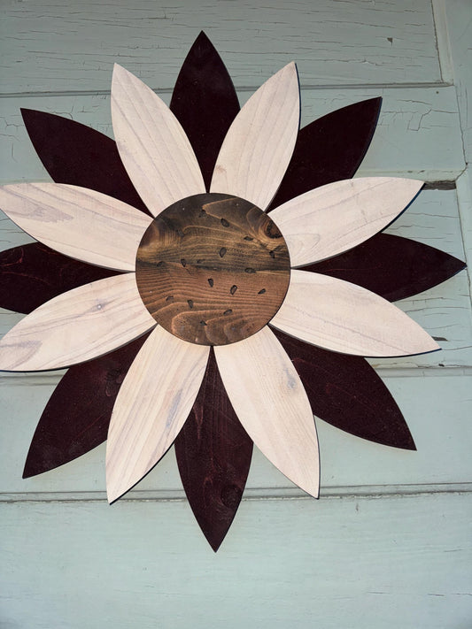 Wooden Flower,  Wall decor, Natural wood finish flower, Farmhouse Flower, Rustic Flower, Mothers Day gift, Front Porch Flower Decor
