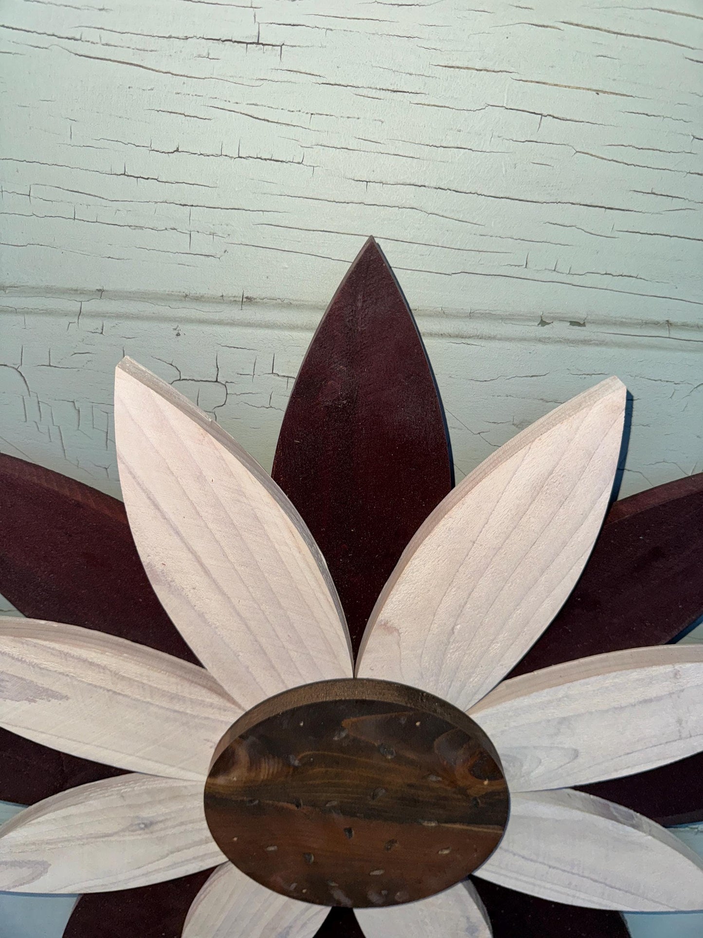 Wooden Flower,  Wall decor, Natural wood finish flower, Farmhouse Flower, Rustic Flower, Mothers Day gift, Front Porch Flower Decor