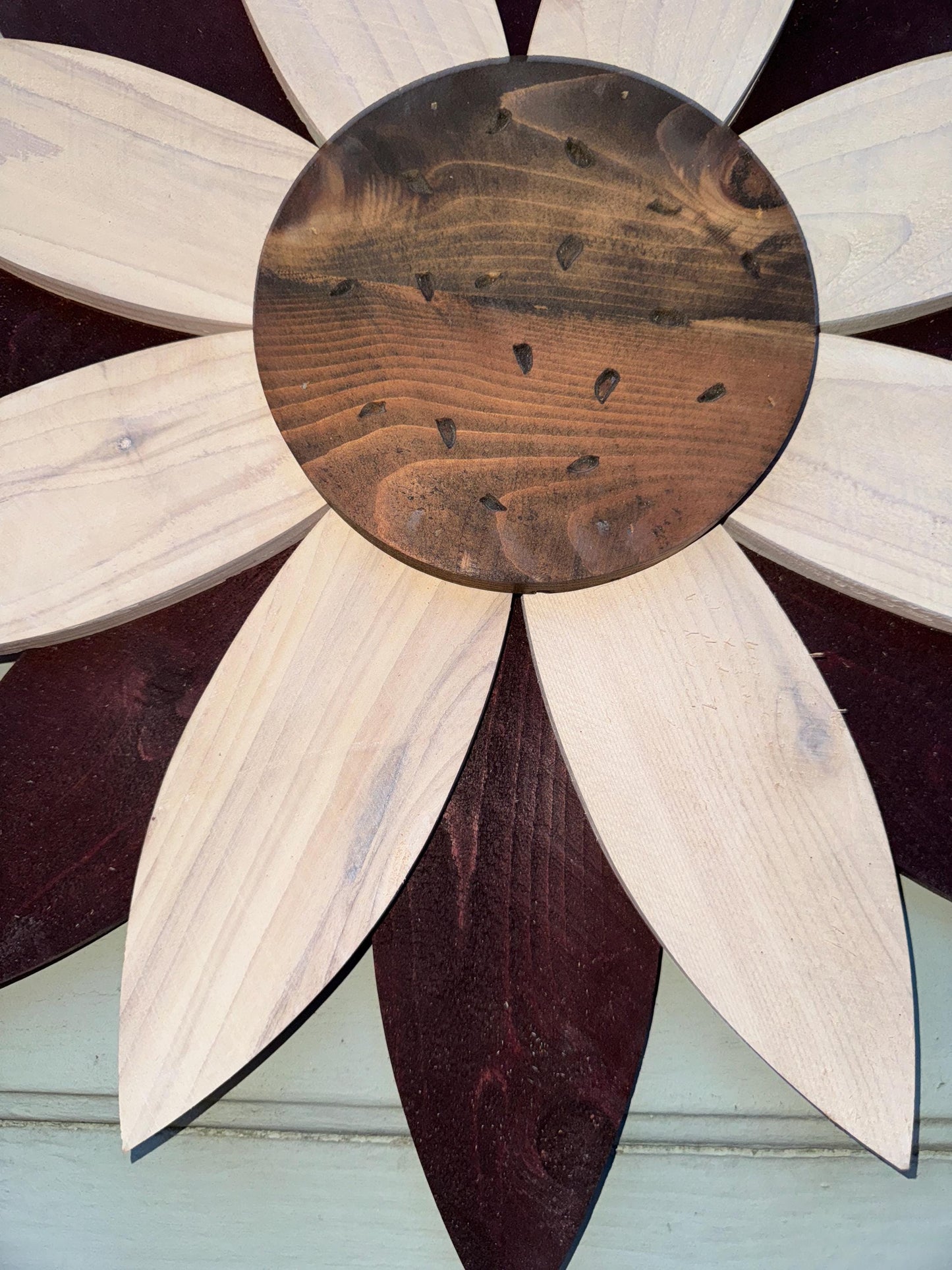 Wooden Flower,  Wall decor, Natural wood finish flower, Farmhouse Flower, Rustic Flower, Mothers Day gift, Front Porch Flower Decor