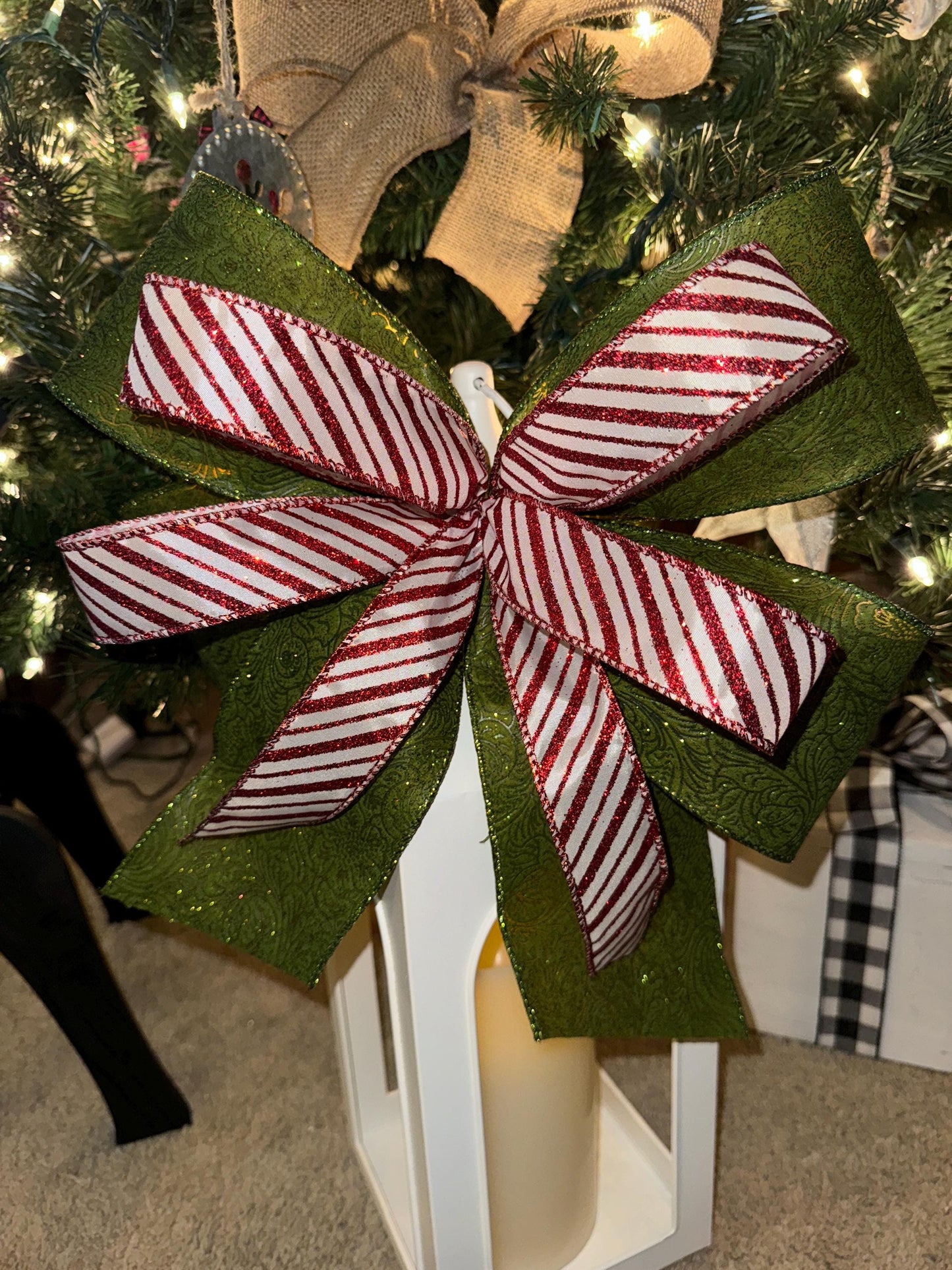 tree topper bow, large lantern bow, wreath bow, bow for mantle, elegant bow, farmhouse decor, Christmas Decorating, big bow, x mas bow