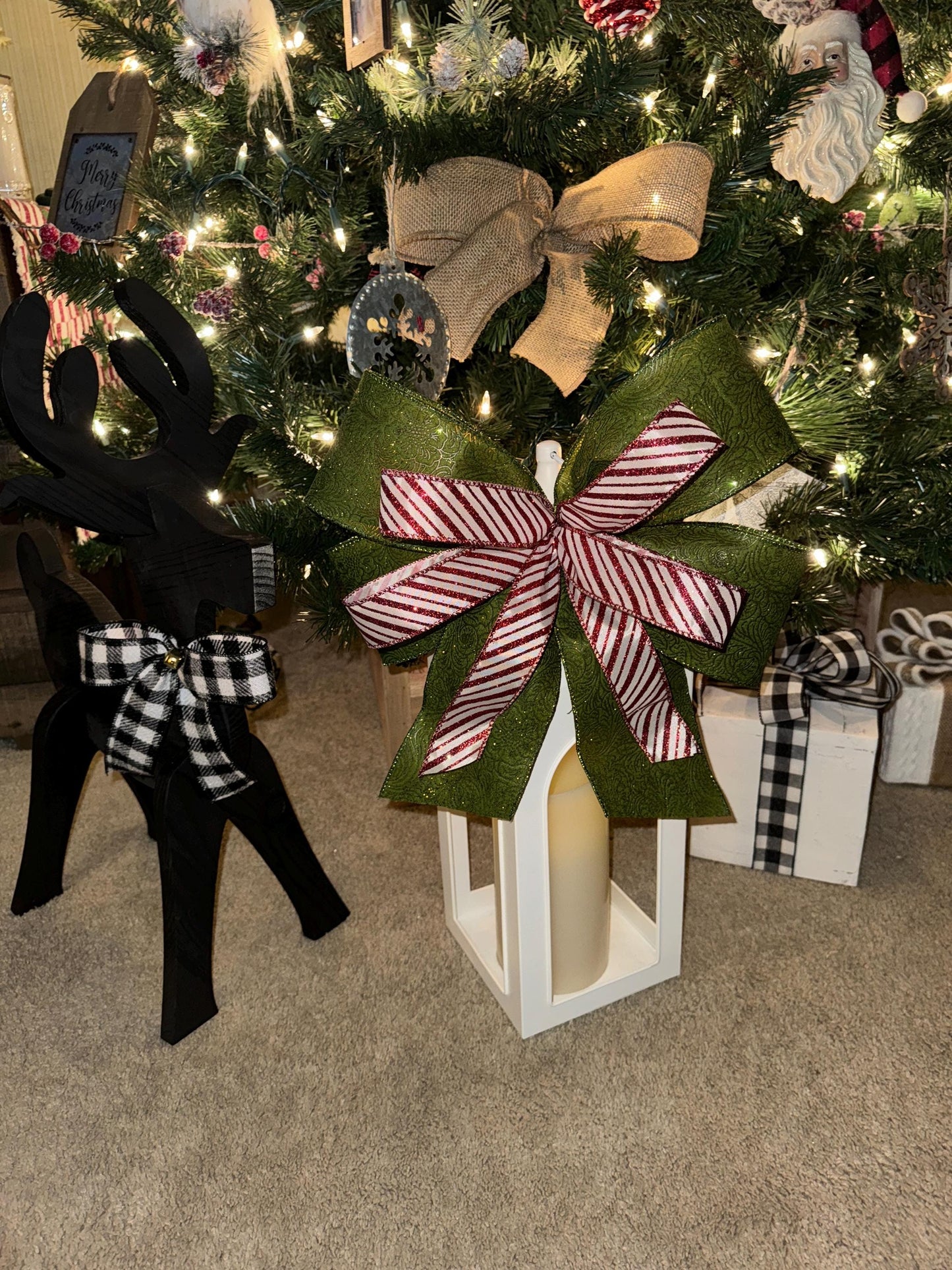 tree topper bow, large lantern bow, wreath bow, bow for mantle, elegant bow, farmhouse decor, Christmas Decorating, big bow, x mas bow