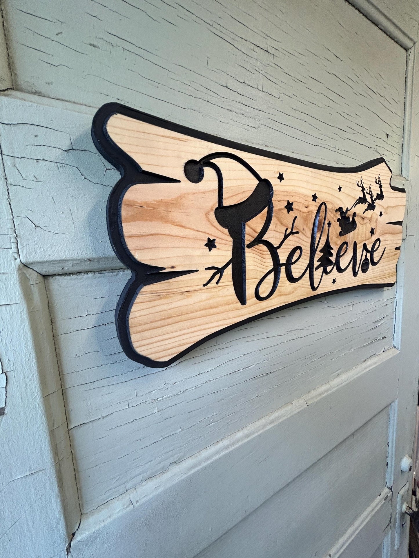 believe Christmas sign rustic Christmas sign