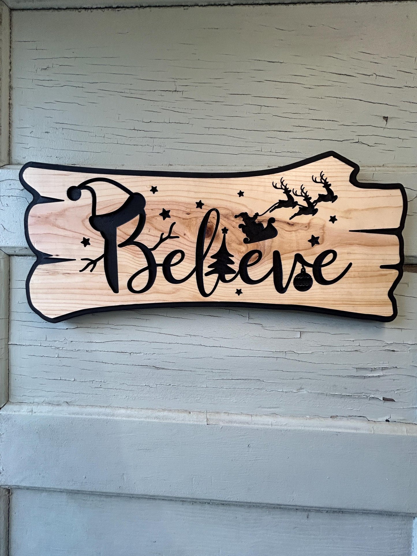 believe Christmas sign rustic Christmas sign