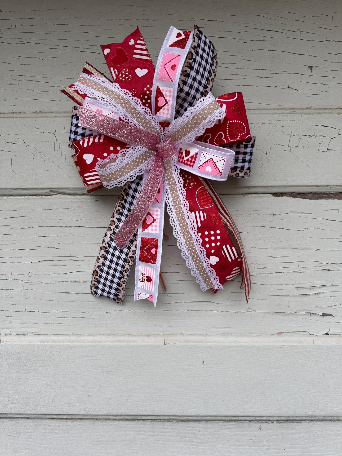 Valentine’s Day Bow, Lanter Bow, Wreath Bow, Anniversary Bow, Valentine’s Day Decor, Cheetah print and Buffalo Plaid Ribbon