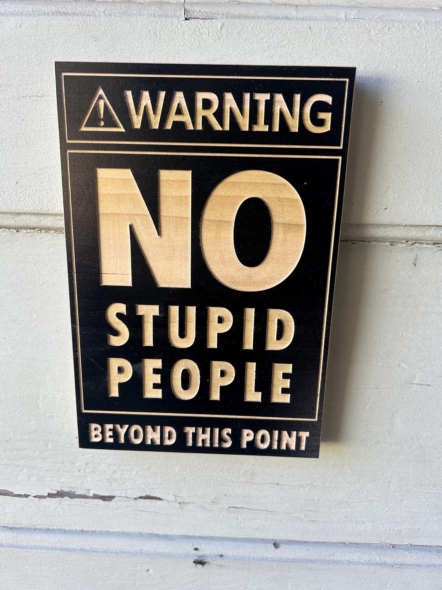 No Stupid People Sign for Gift, Funny Sign for home Decor, Funny office Sign, Finnu Gift, Bedroom wall hanging, Man Cave Sign