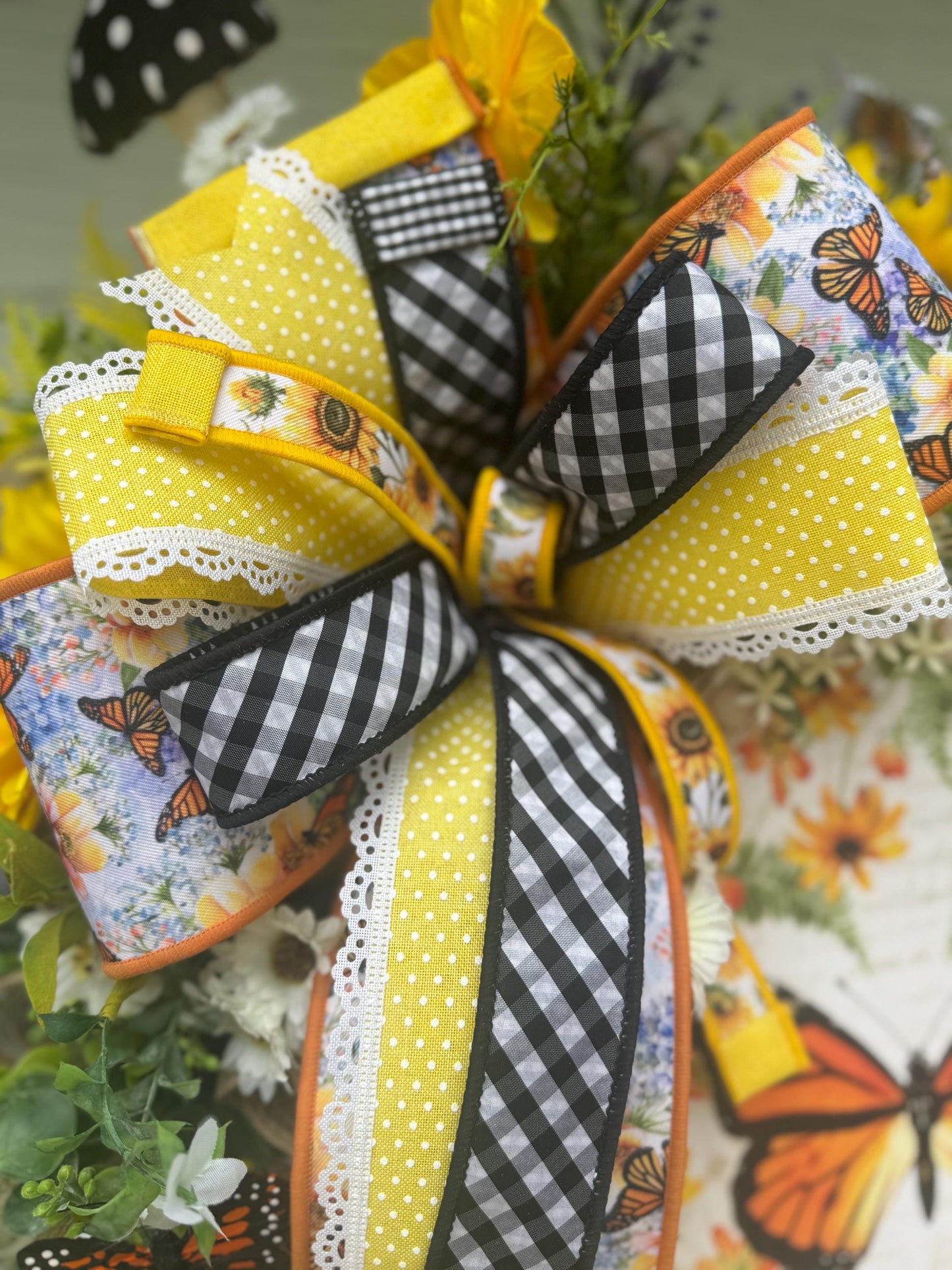 Monarch Butterfly Wreath | Spring & Summer Front Door Decor | Farmhouse Sunflower Wreath | Mother’s Day Gift Sunflower Door Decor