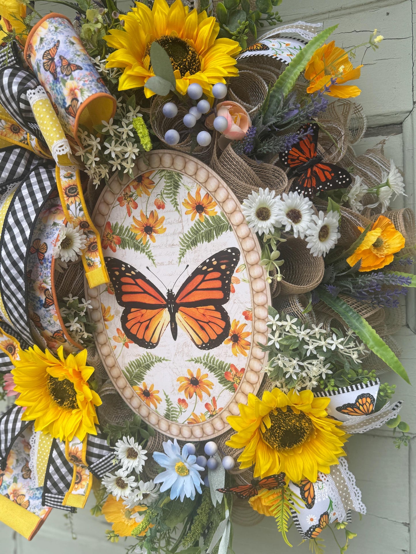 Summer Butterfly Wreath Front Door Decor Farmhouse Sunflower Wreath Seasonal wall decor Rustic Monarch Butterfly Wreath Farmhouse Decor