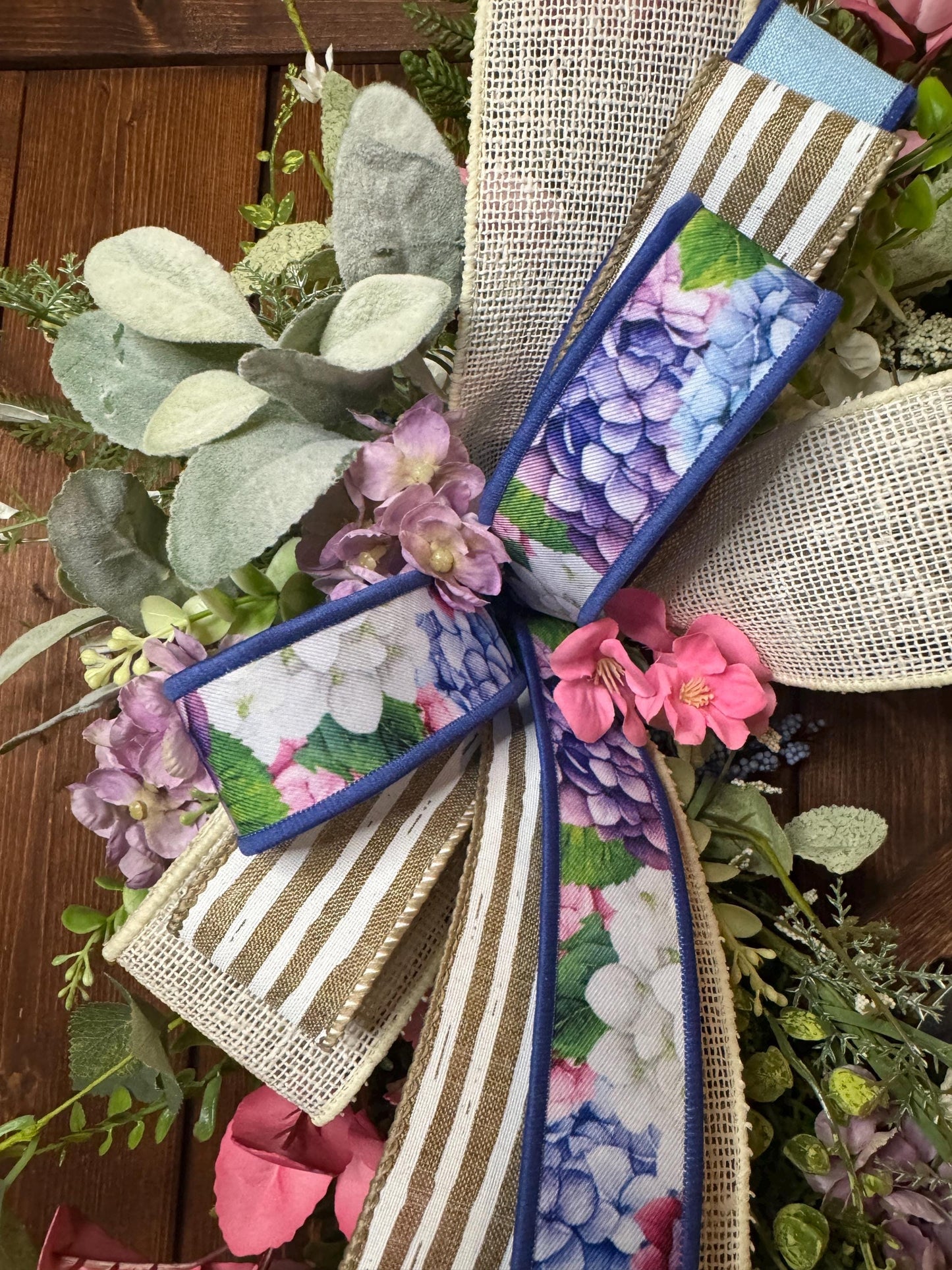 Summer Butterfly Floral Grapevine Hydrangea Ribbon Grapevine Front Door Spring Summer Wreath Wall Decor Pink & Purple Wreath Butterfly decor