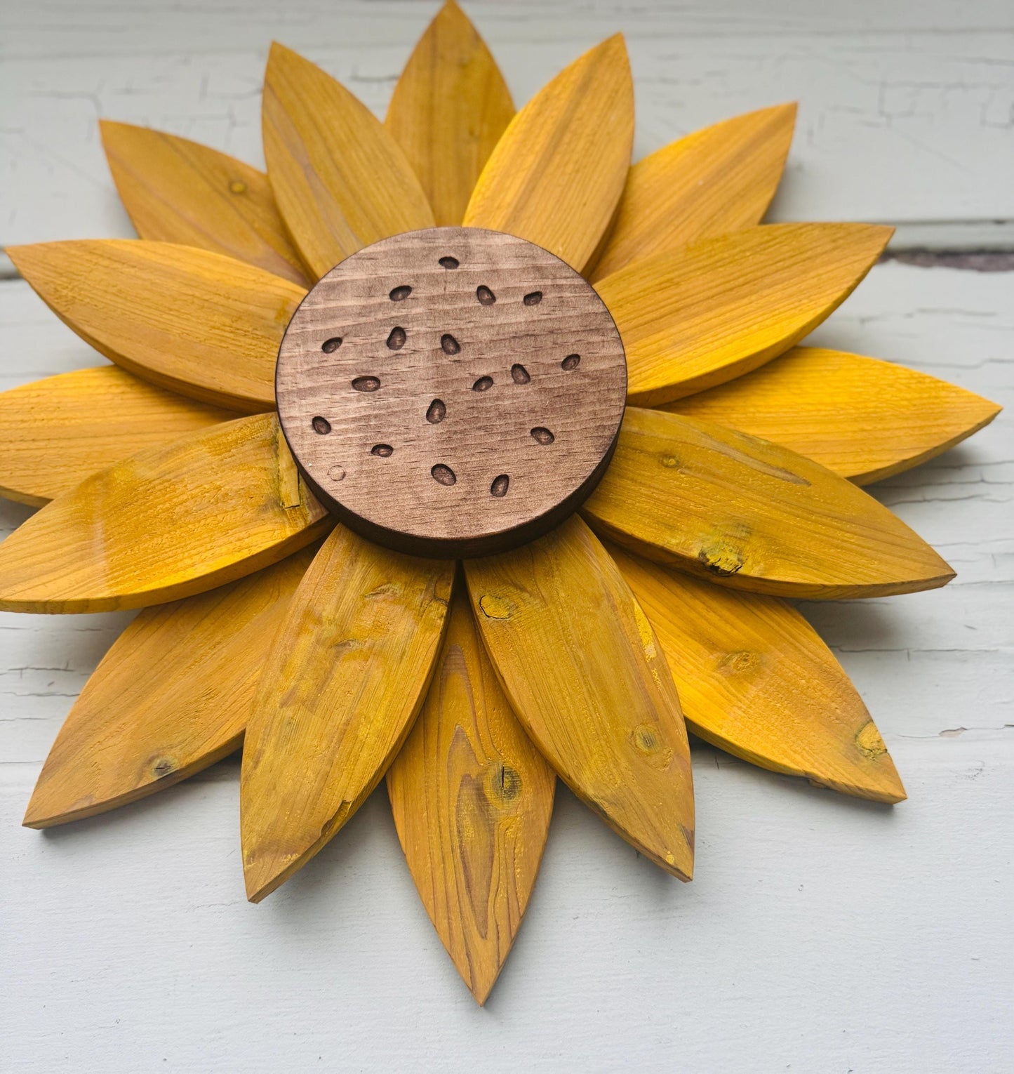 Rustic Wooden Sunflower, Farmhouse Sunflower, Wooden hanging outdoor or inside wall flower. Mother’s Day gift