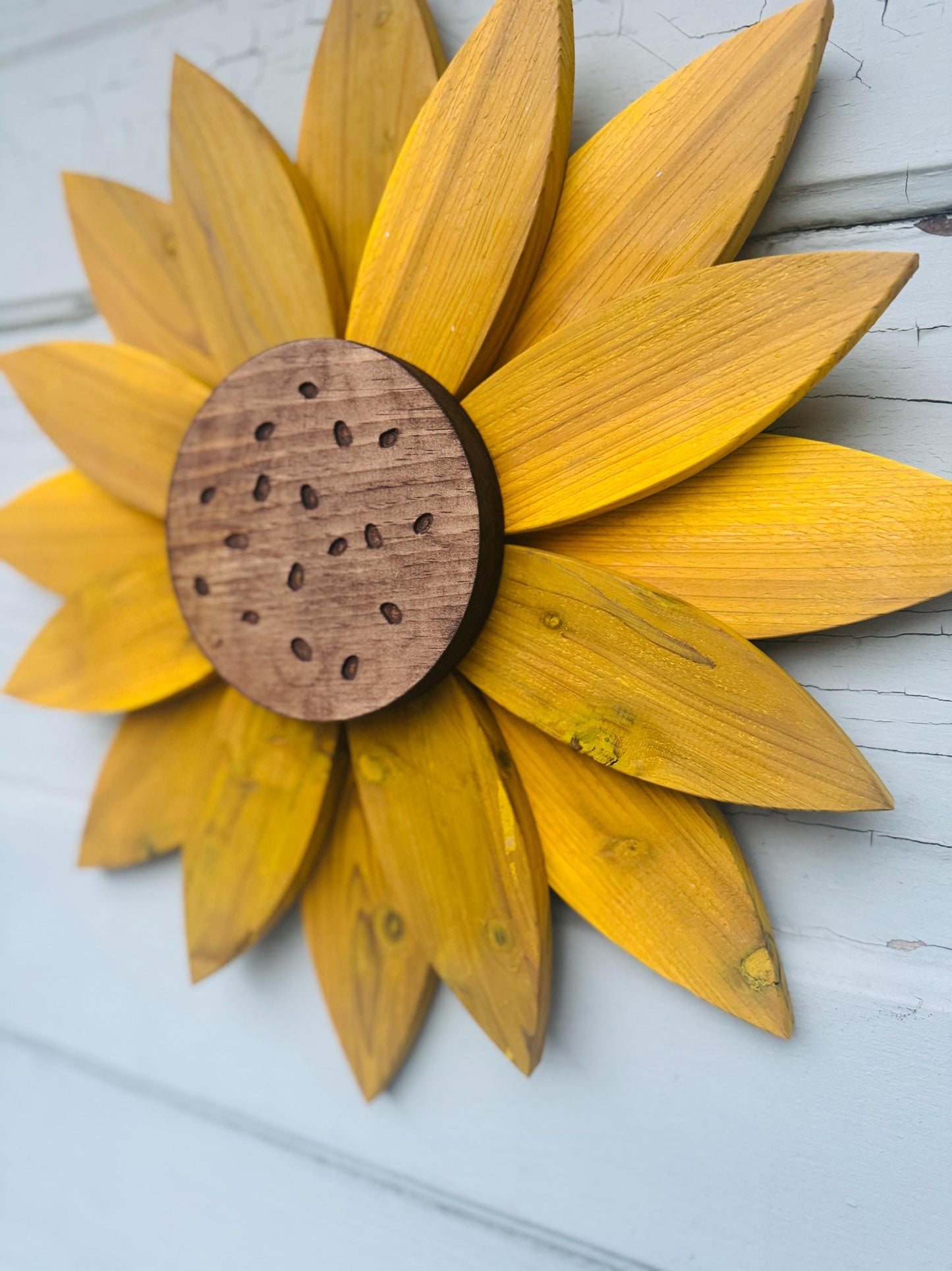 Rustic Wooden Sunflower, Farmhouse Sunflower, Wooden hanging outdoor or inside wall flower. Mother’s Day gift