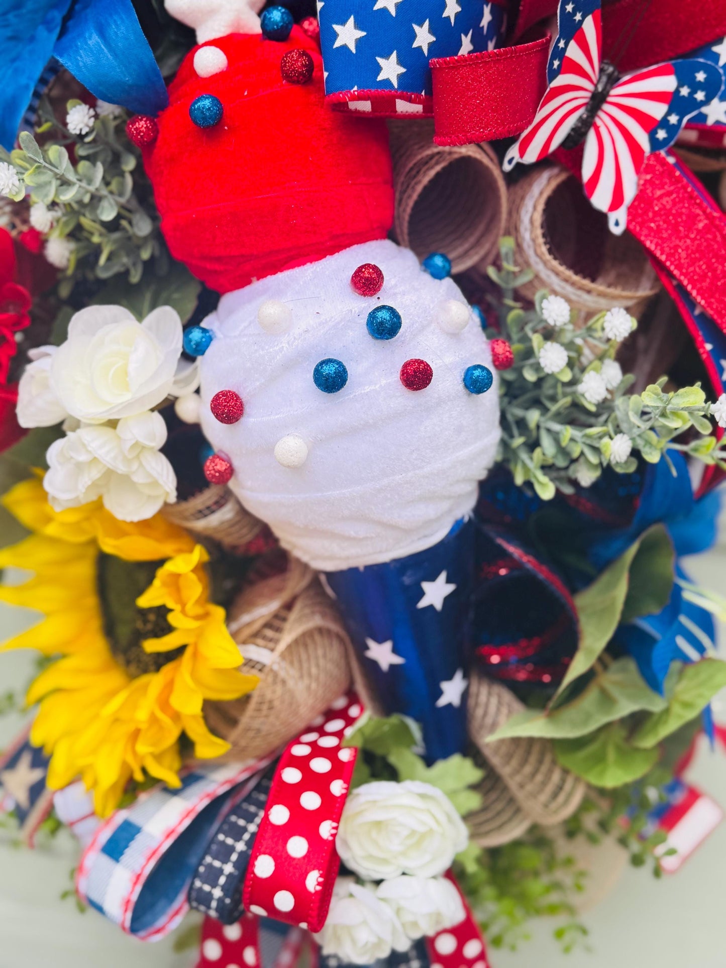 Patriotic Americana Wreath Swag Summer Swag Memorial Day Decor Veteran Tribute Wreath 4th of July Wreath Summer front door decor Summer Art