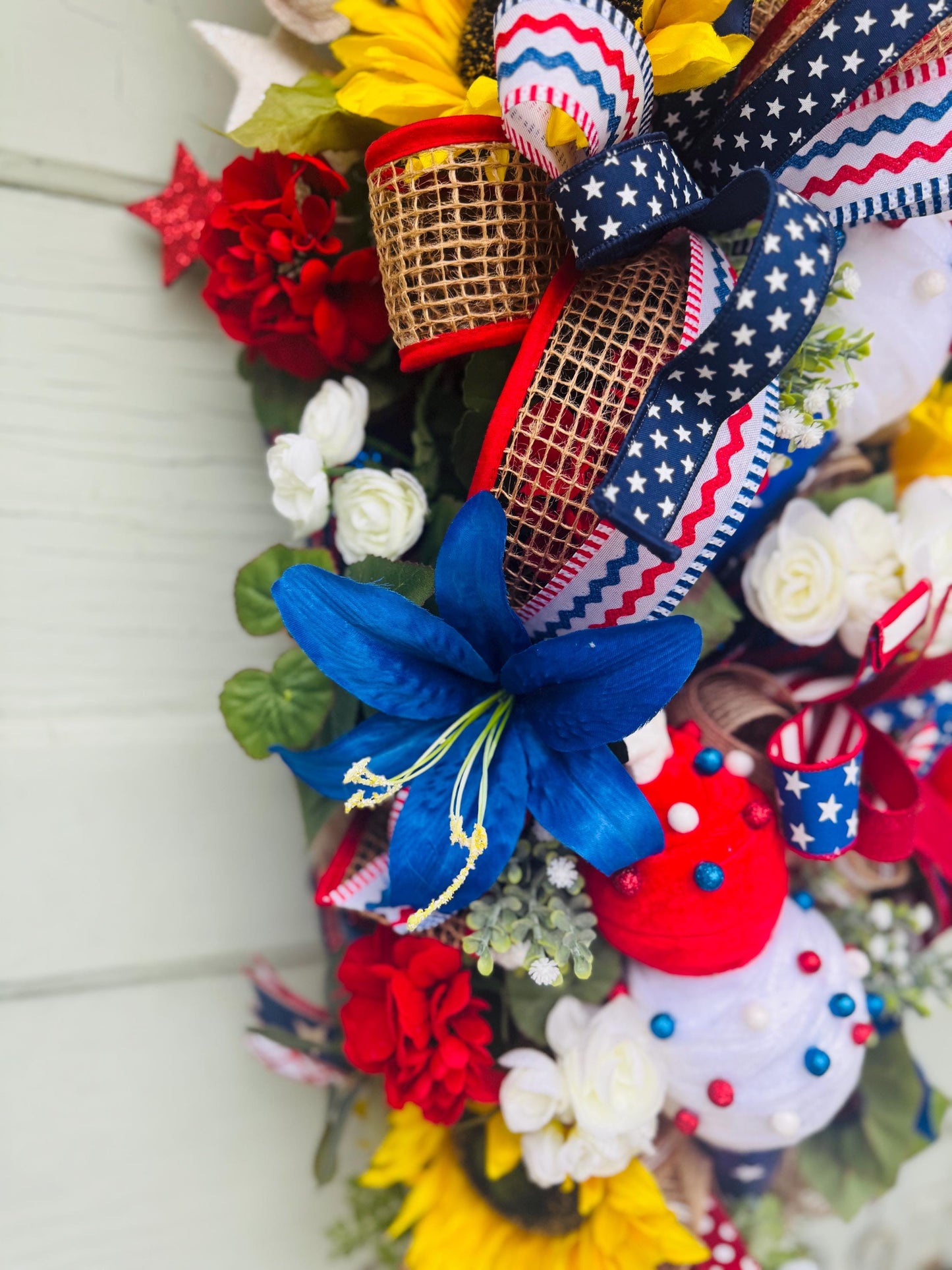 Patriotic Americana Wreath Swag Summer Swag Memorial Day Decor Veteran Tribute Wreath 4th of July Wreath Summer front door decor Summer Art
