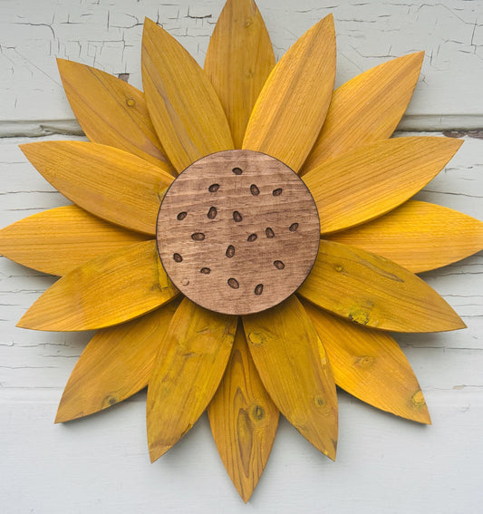Rustic Wooden Sunflower, Farmhouse Sunflower, Wooden hanging outdoor or inside wall flower. Mother’s Day gift