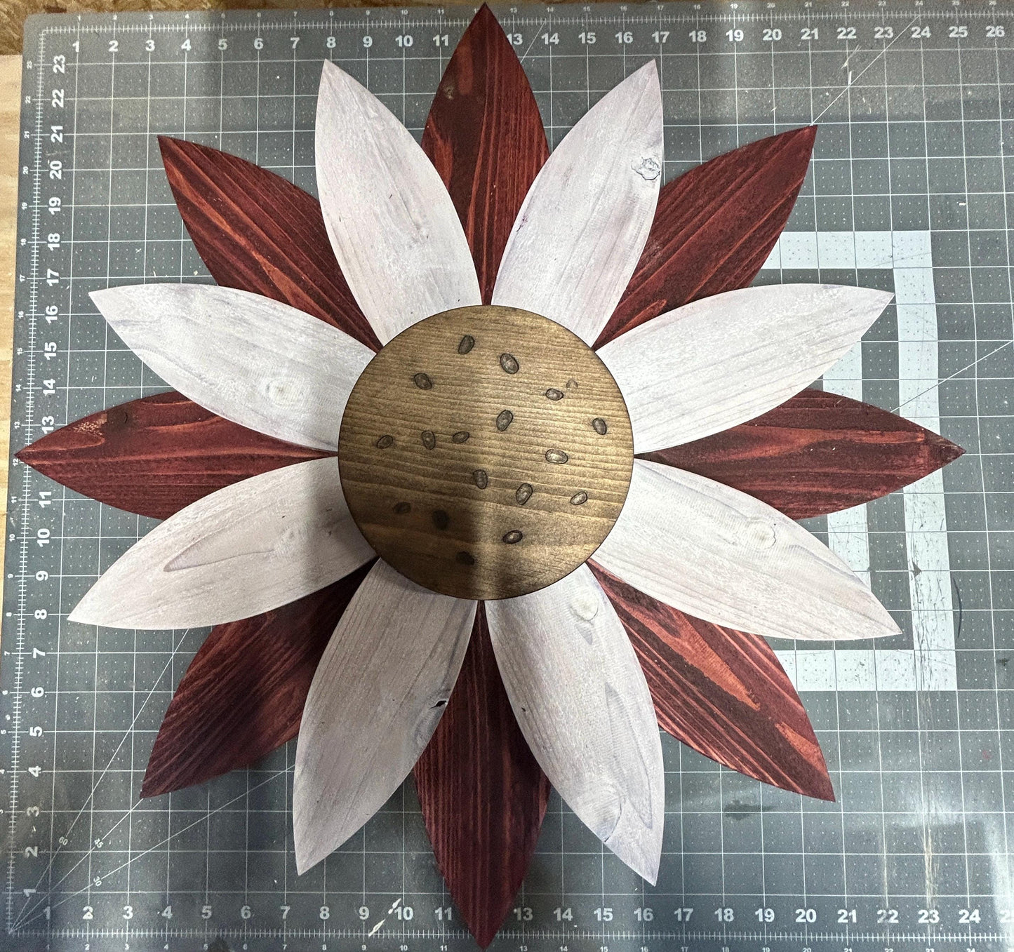 Wooden Flower,  Wall decor, Natural wood finish flower, Farmhouse Flower, Rustic Flower, Mothers Day gift, Front Porch Flower Decor