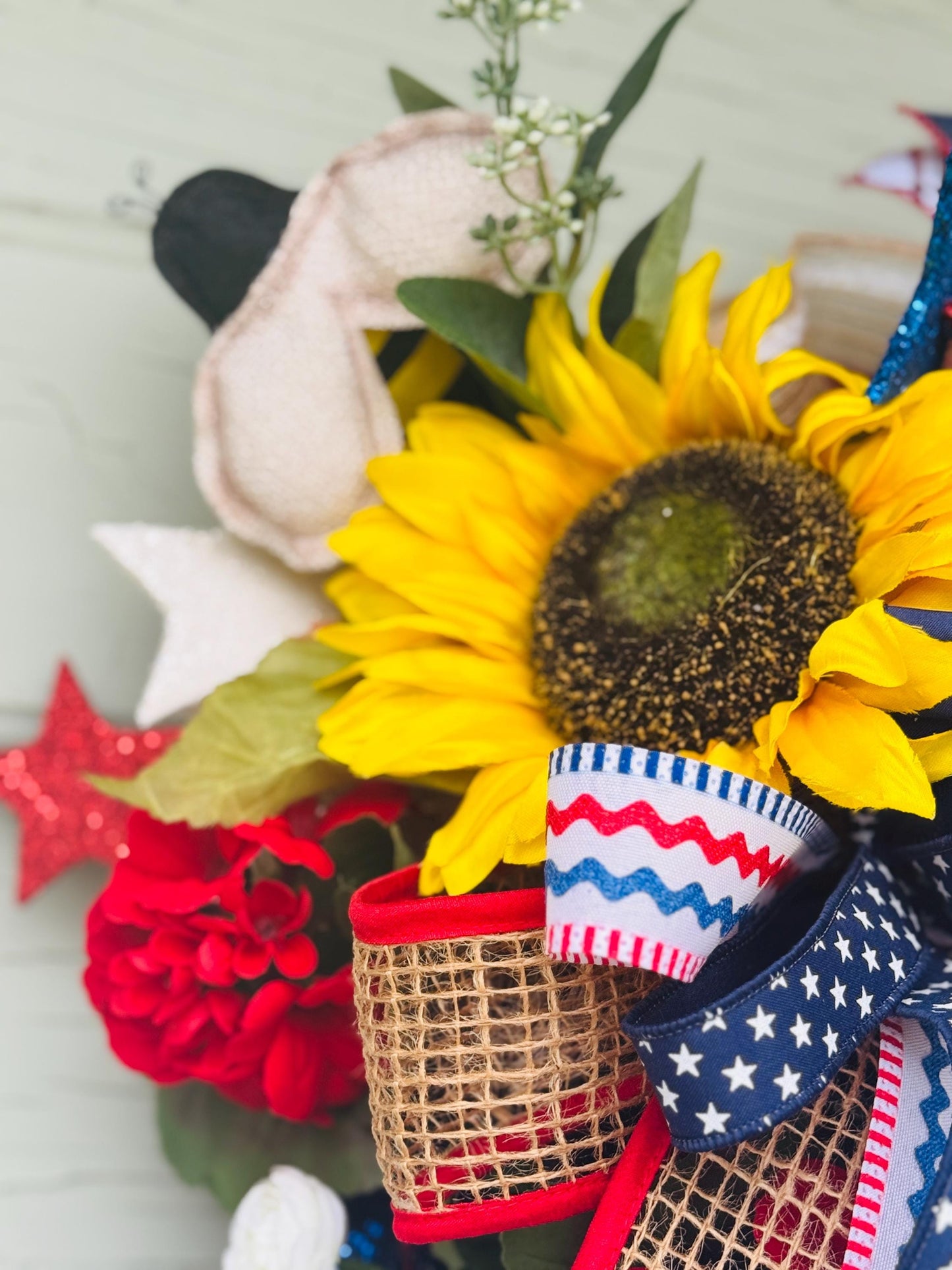 Patriotic Americana Wreath Swag Summer Swag Memorial Day Decor Veteran Tribute Wreath 4th of July Wreath Summer front door decor Summer Art