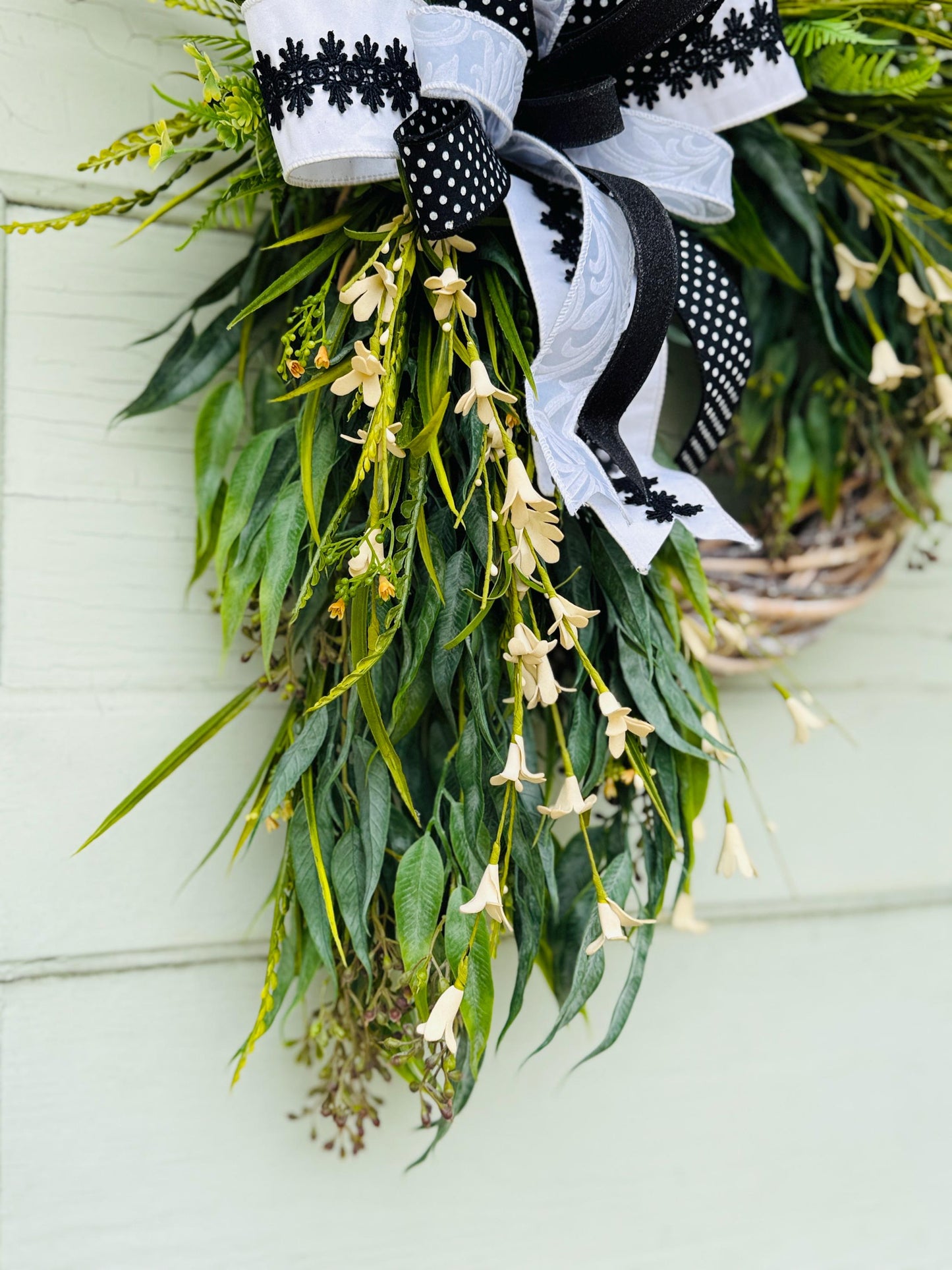 whimsical greenery wreath minimalist wreath farmhouse wreath trendy wreath button fern wreath beaded grass wreath all season elegant wreath