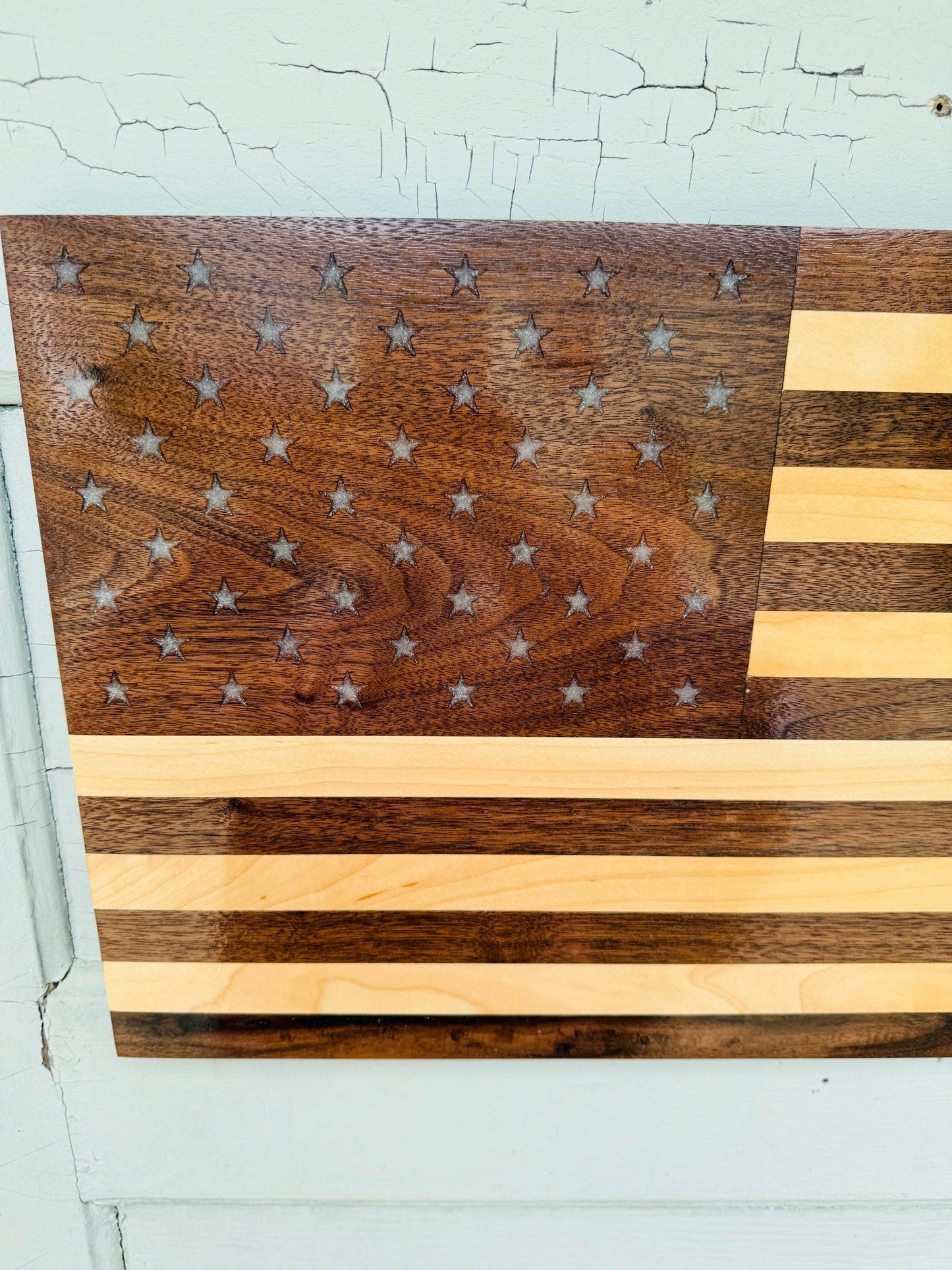 Wood American Flag Maple and Walnut Flag American Flag Wall Art Fathers Day Gift Memorial Tribute Handmade Wood  Wall Art Patriotic Decor