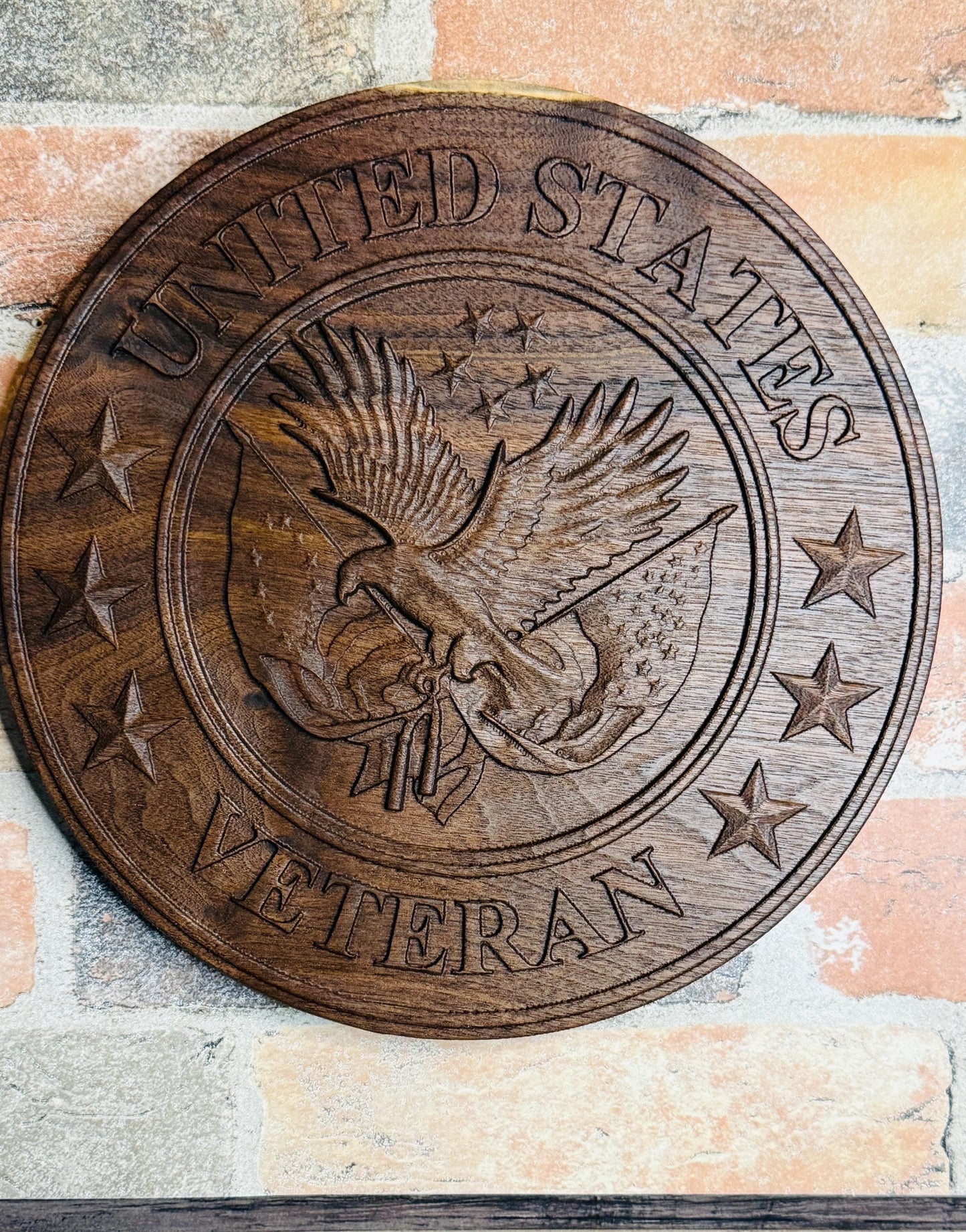 United States Veteran Wood Sign Wlanut Military Plaque Patriotic Home Decor Veteran Gift Memorial Day Fathers Day Gift Military Appreciation