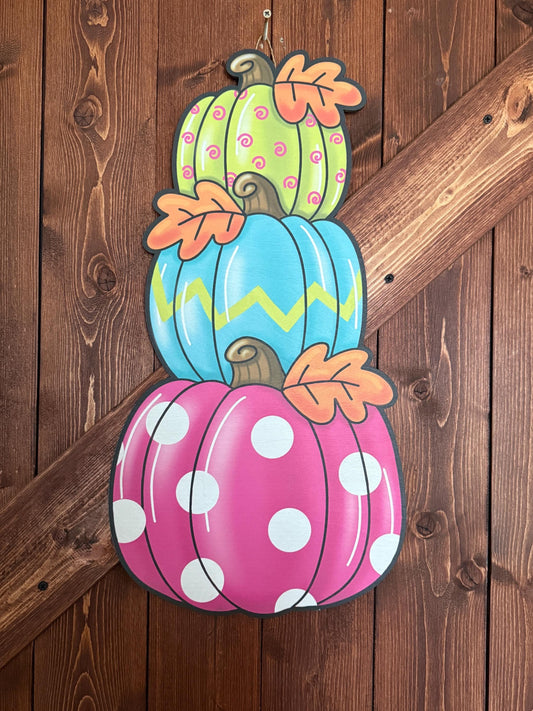 Pimpkin door hanger Bright Pumpkin door decor Pink Blue Green pumpkin door hanger Fall door decor Cute Halloween Deocr Pumpkin wall decor