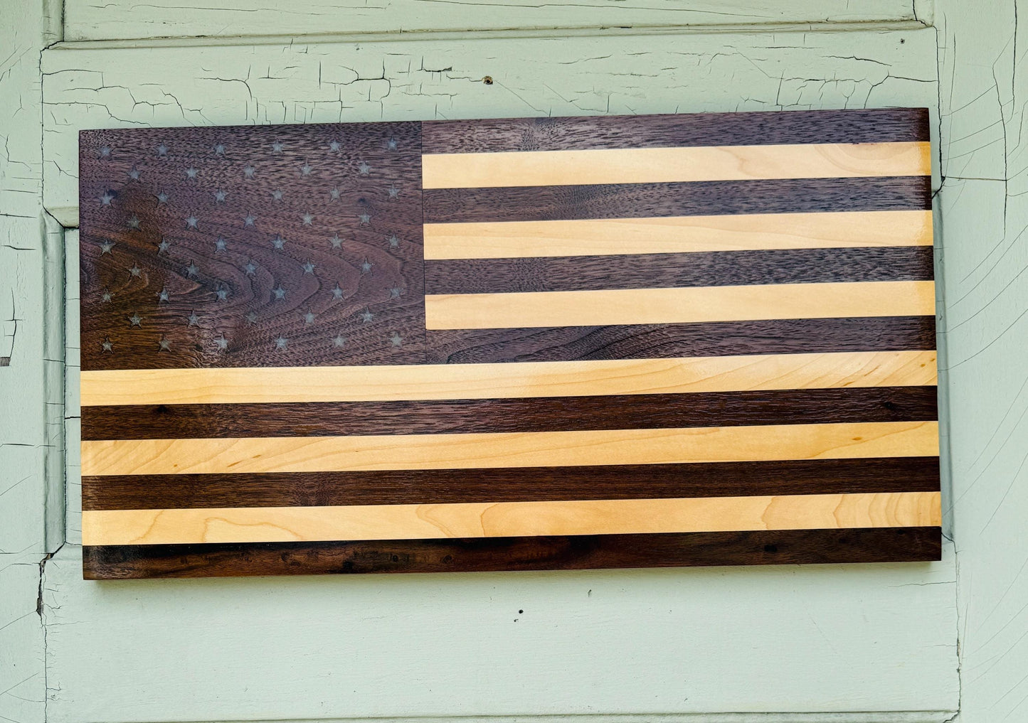 Wood American Flag Maple and Walnut Flag American Flag Wall Art Fathers Day Gift Memorial Tribute Handmade Wood  Wall Art Patriotic Decor
