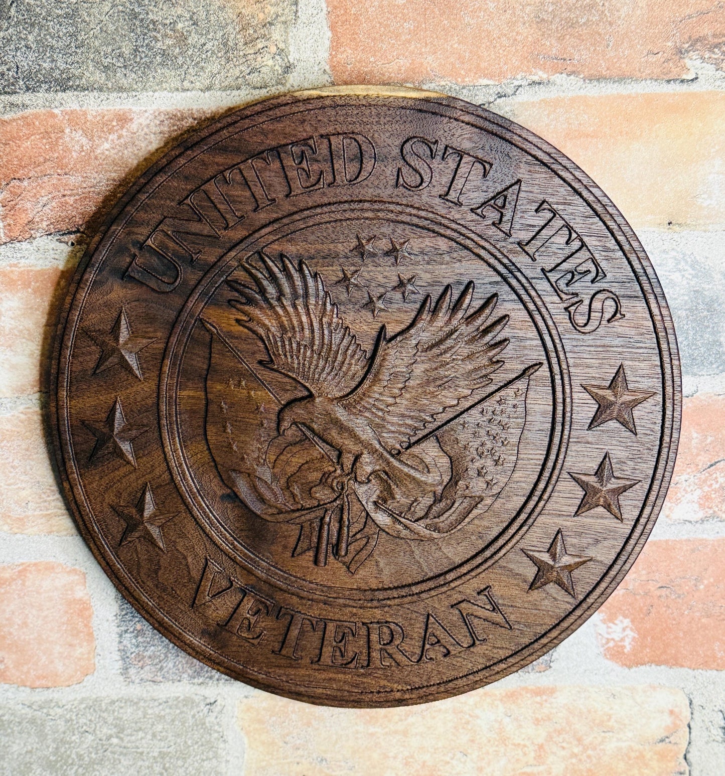 United States Veteran Wood Sign Wlanut Military Plaque Patriotic Home Decor Veteran Gift Memorial Day Fathers Day Gift Military Appreciation